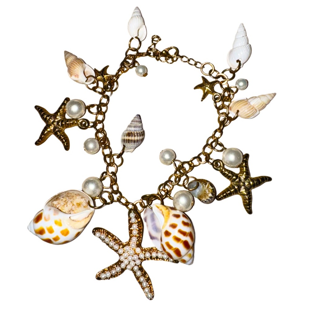 Gold Starfish & Seaside Shells Anklet / Bracelet- Vintage Betsey Johnson